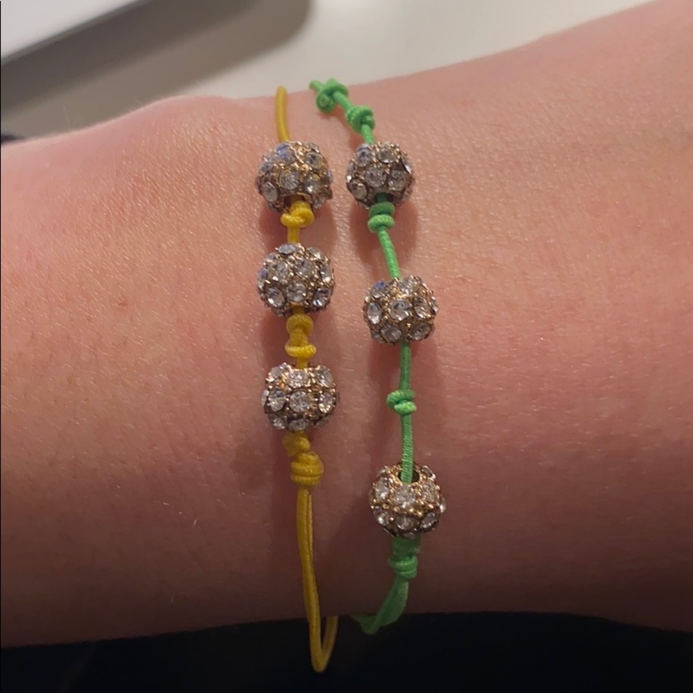 Stretchy Green and Yellow Diamond Bracelet set